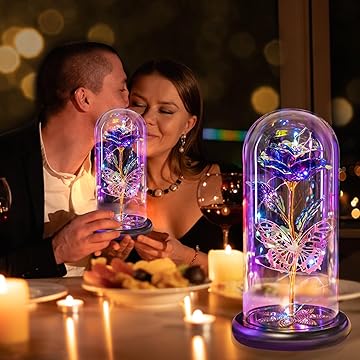 Premium Butterfly Galaxy Glass Rose Flower