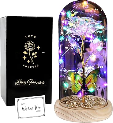 Premium Butterfly Galaxy Glass Rose Flower