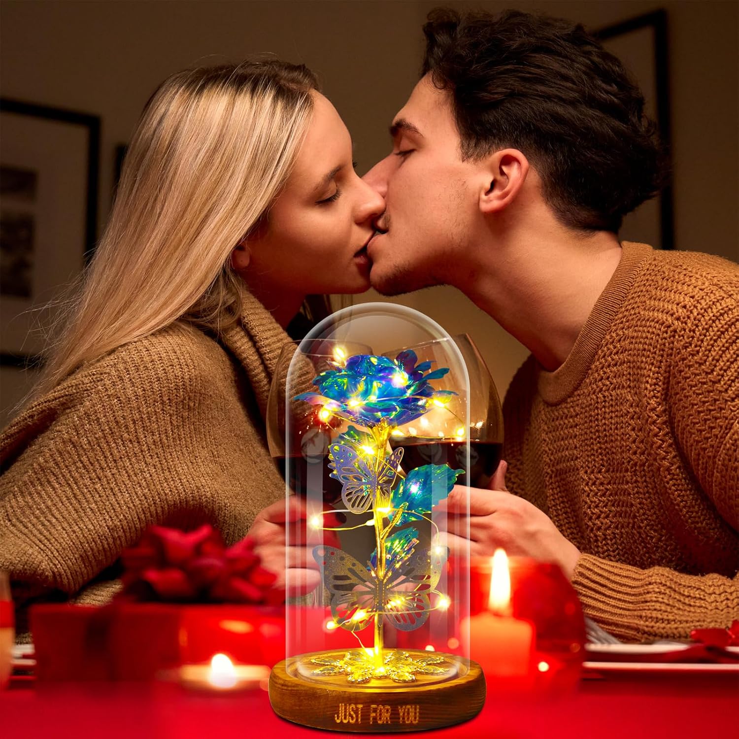 Premium Butterfly Galaxy Glass Rose Flower