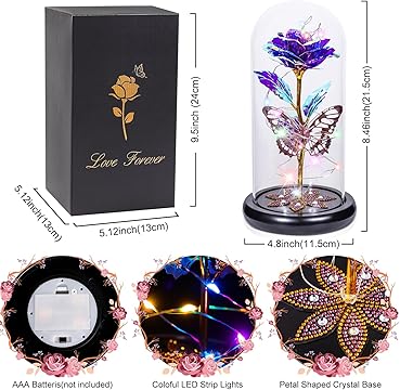 Premium Butterfly Galaxy Glass Rose Flower