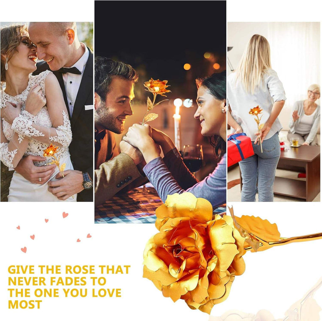 Premium Gold Plated Artificial Red Rose Flower