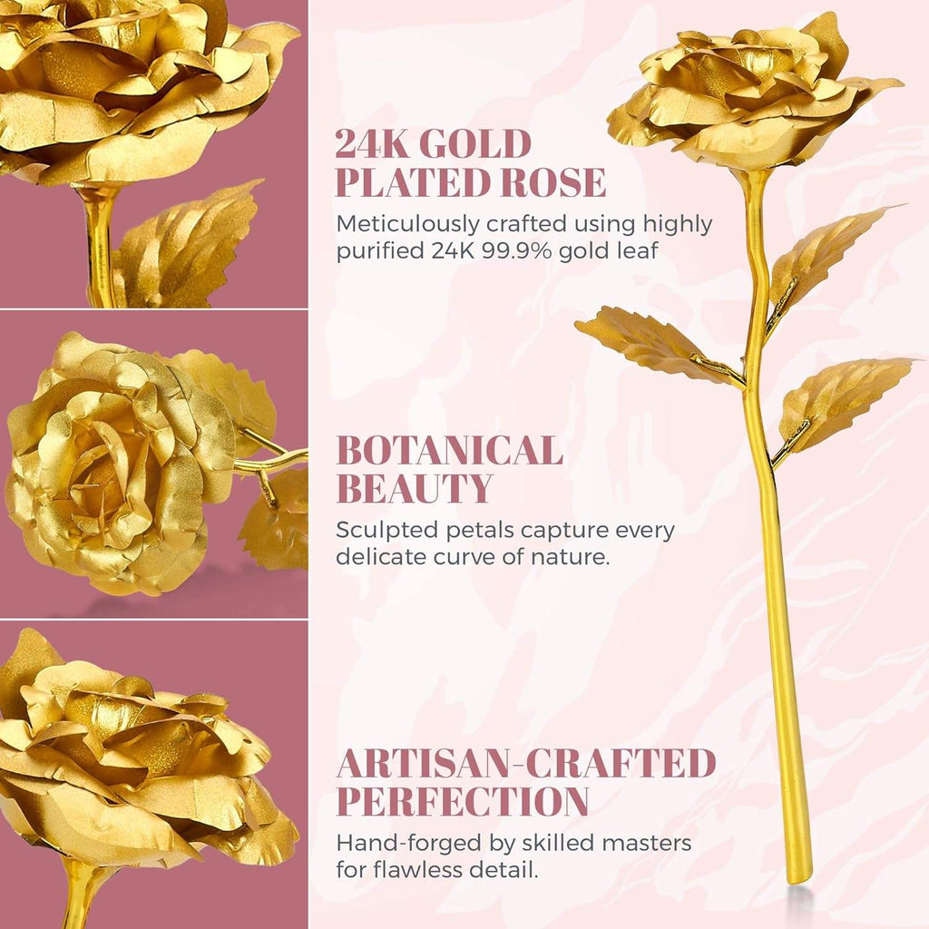 Premium Gold Plated Artificial Red Rose Flower